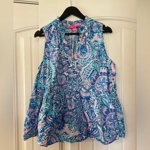 Lilly Pulitzer Blue and Pink Floral Blouse